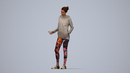 3D scanned woman standing sport, photorealistic archviz people for Enscape and SketchUp, top-down view render