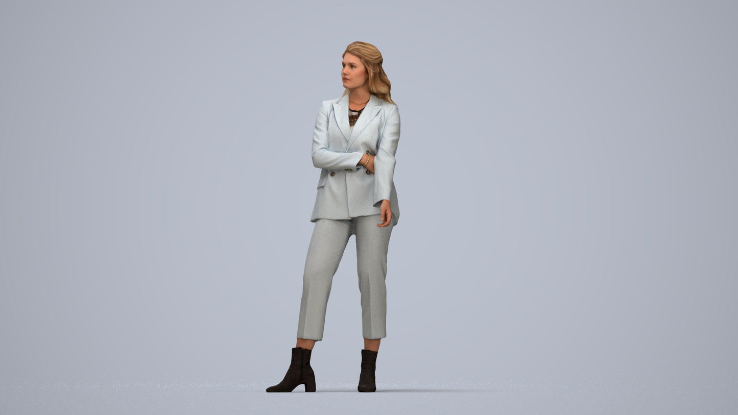 photogrammetry 3D woman business, realistic human model archviz FBX, top-down view render