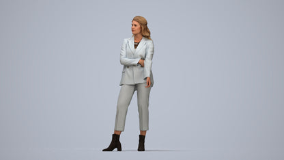 photogrammetry 3D woman business, realistic human model archviz FBX, top-down view render