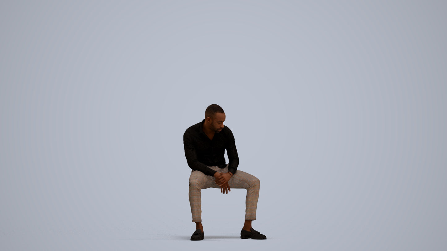 realistic 3D people man business sitting, render-ready for V-Ray and Corona, FBX OBJ, standing pose render