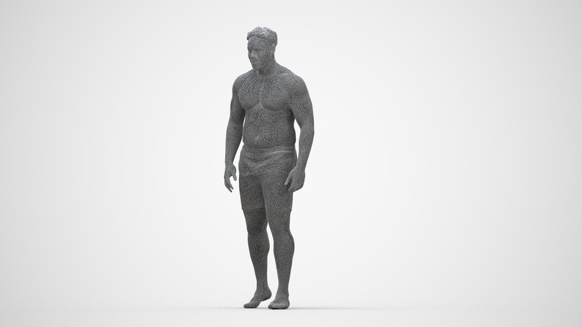 3D scanned man pool, photorealistic archviz people for Enscape and SketchUp, wireframe back view