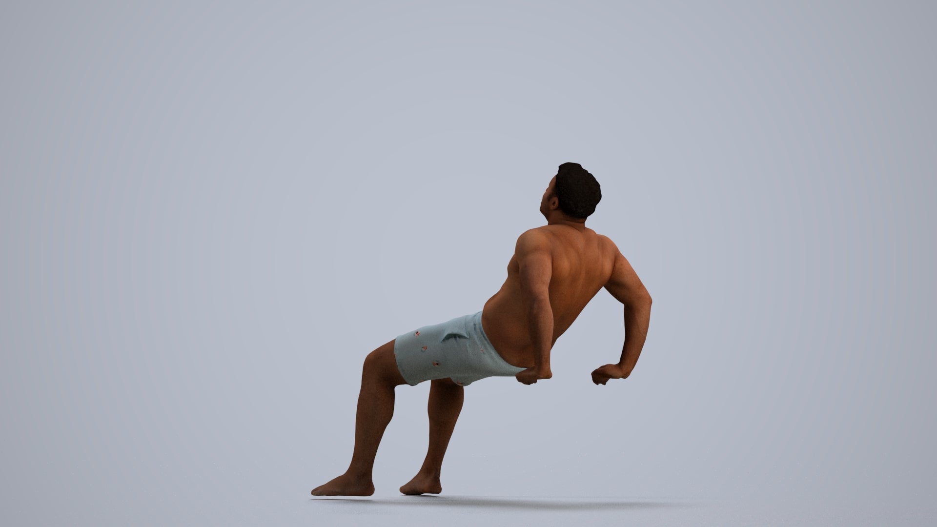 realistic 3D human man pool, archviz people FBX OBJ for Blender, front view render