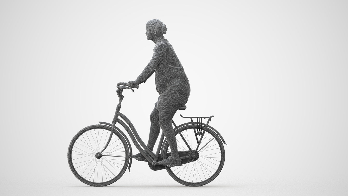 realistic 3D people woman casual cycling, render-ready for V-Ray and Corona, FBX OBJ, square thumbnail