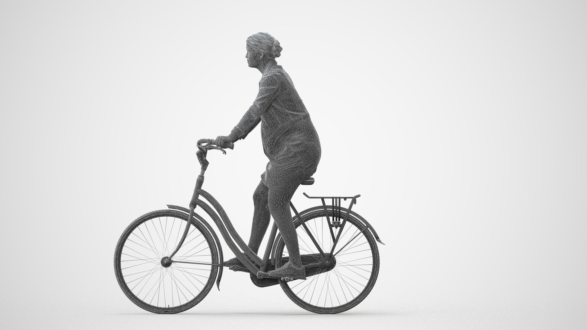 realistic 3D people woman casual cycling, render-ready for V-Ray and Corona, FBX OBJ, square thumbnail