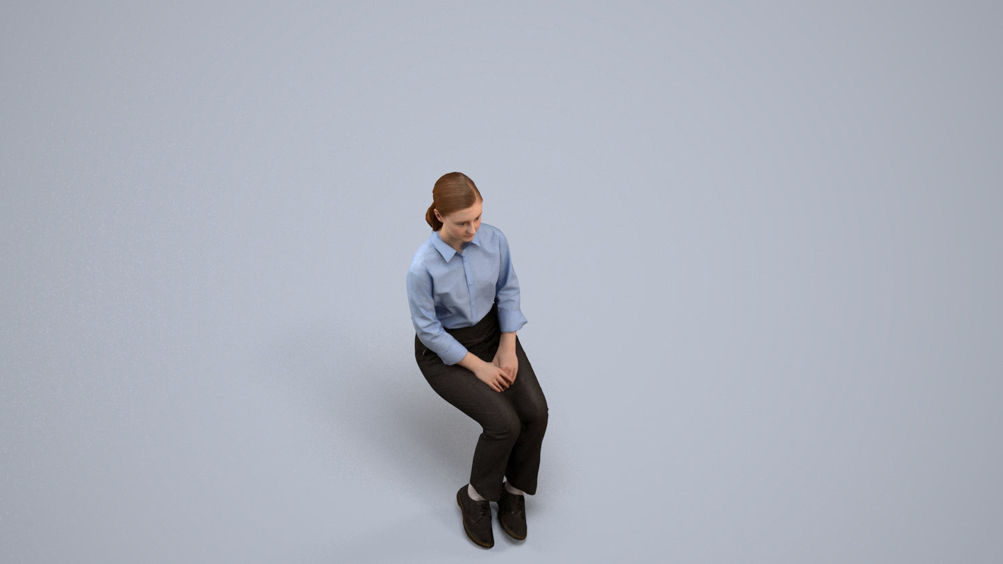 realistic 3D human girl kids, archviz people FBX OBJ for Blender, back view render
