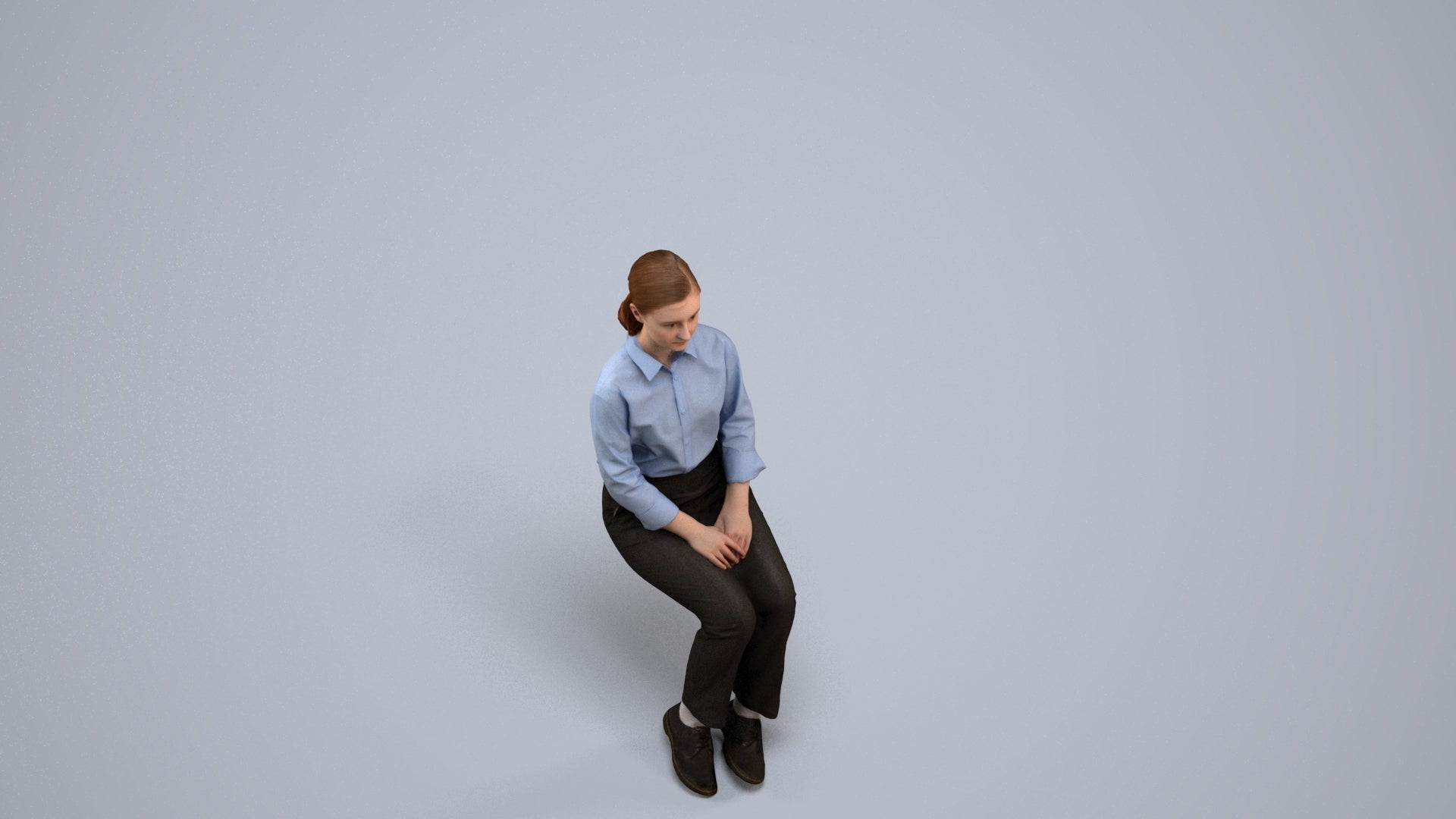realistic 3D human girl kids, archviz people FBX OBJ for Blender, back view render