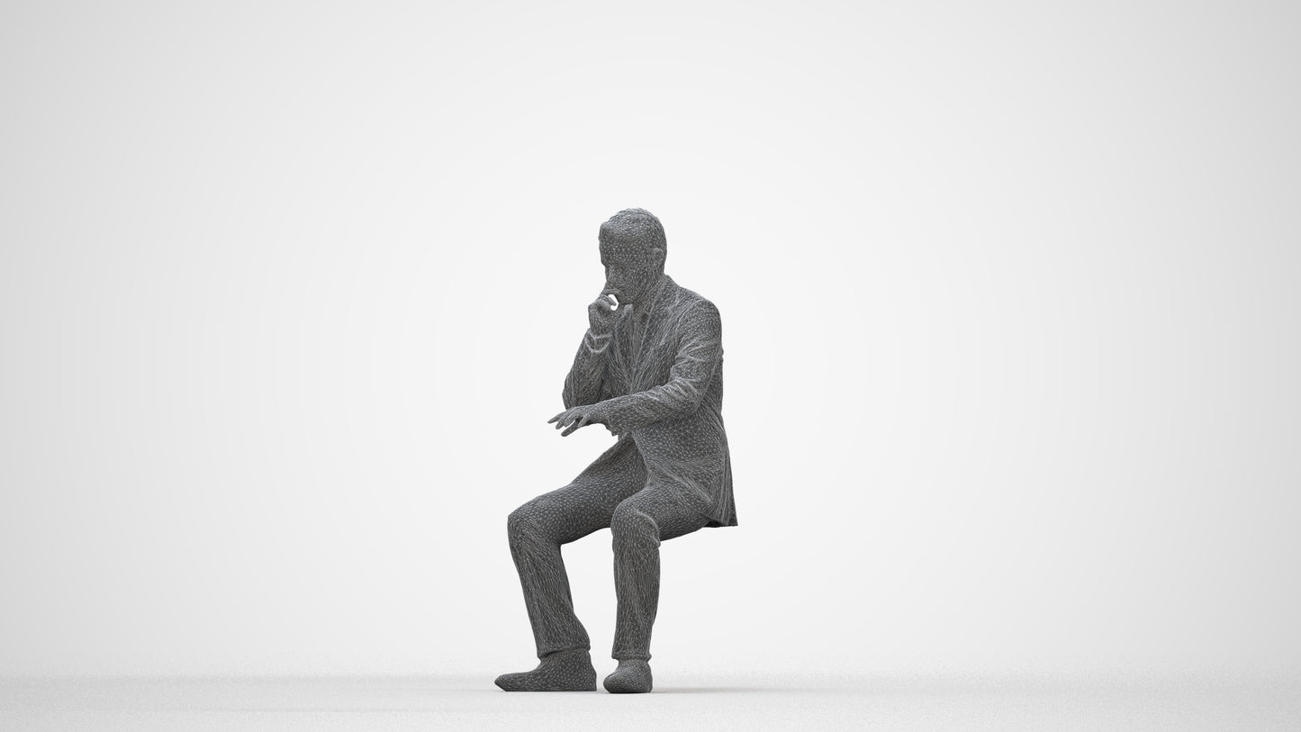 3D people model man business, scanned human for 3ds Max rendering, wireframe back view