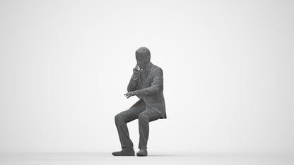 3D people model man business, scanned human for 3ds Max rendering, wireframe back view