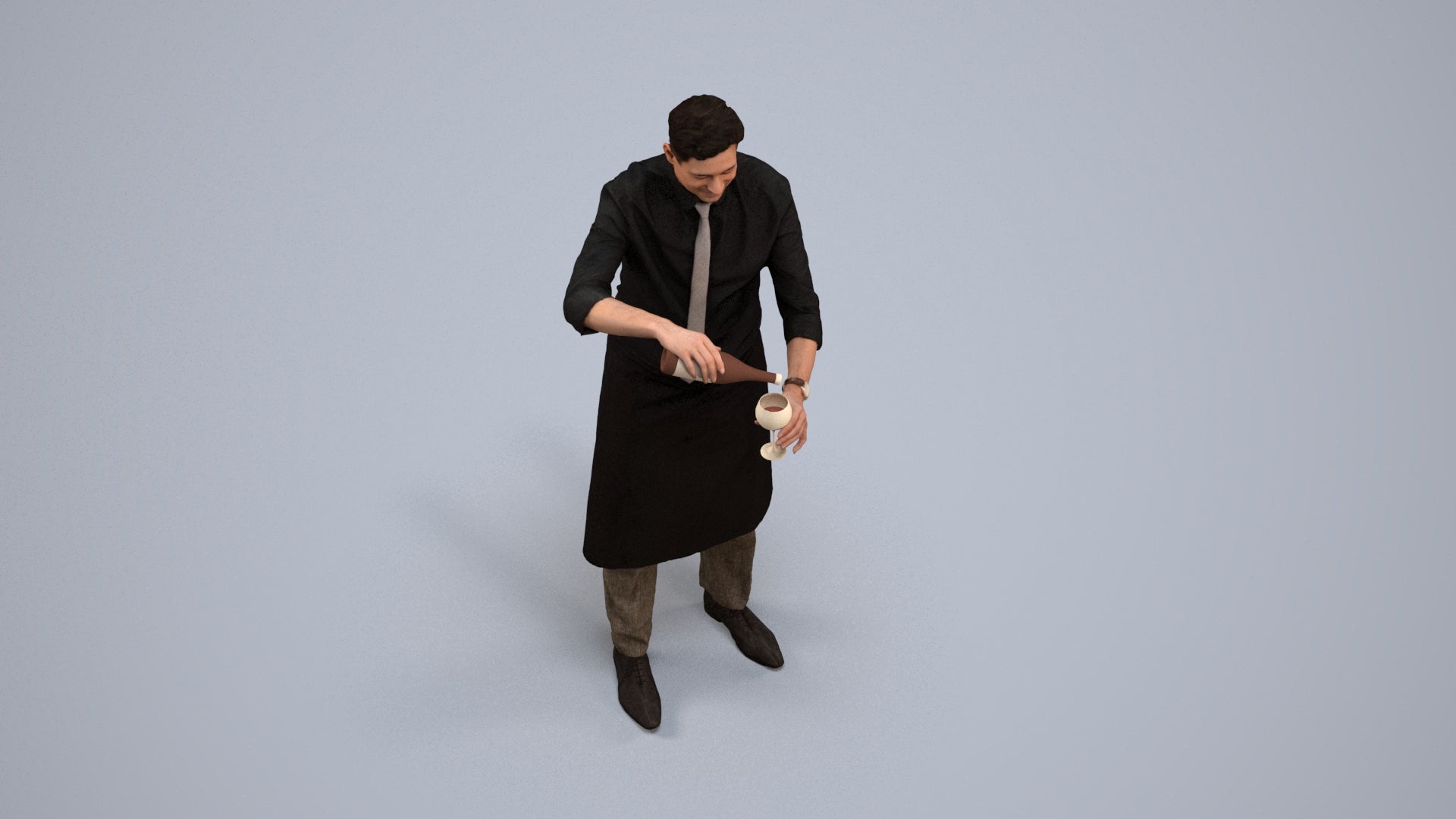 3D scanned man hospitality, photorealistic archviz people for Enscape and SketchUp, back view render