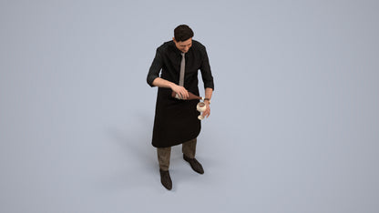 3D scanned man hospitality, photorealistic archviz people for Enscape and SketchUp, back view render
