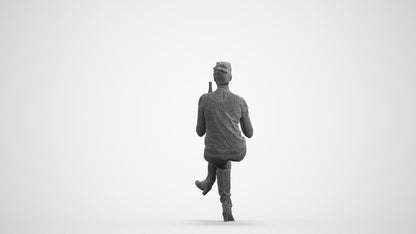3D human model woman casual sitting, photogrammetry scanned person for archviz, wireframe front view