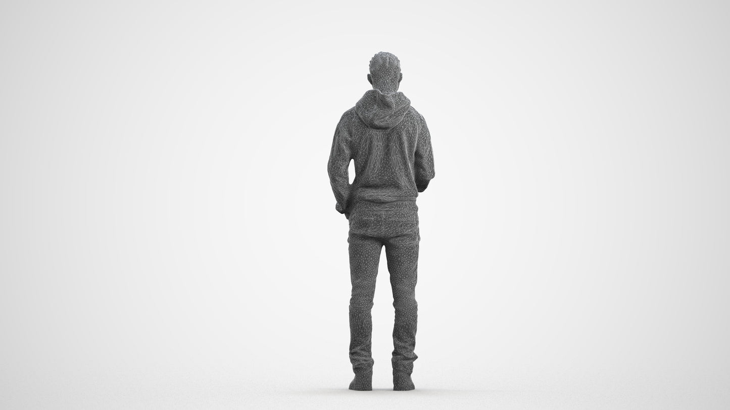 photogrammetry 3D boy casual kids, realistic human model archviz FBX, wireframe front view