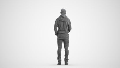 photogrammetry 3D boy casual kids, realistic human model archviz FBX, wireframe front view