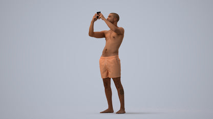 scanned 3D man pool, photogrammetry people for Enscape and V-Ray, three-quarter view render