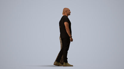3D people model woman casual couple, scanned human for 3ds Max rendering, side view render