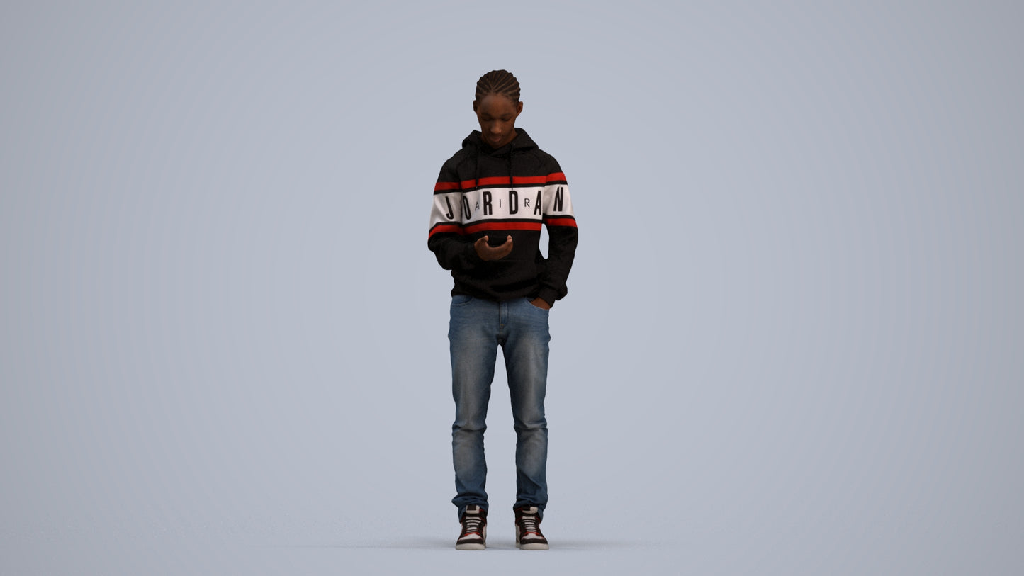 photogrammetry 3D boy casual kids, realistic human model archviz FBX, standing pose render