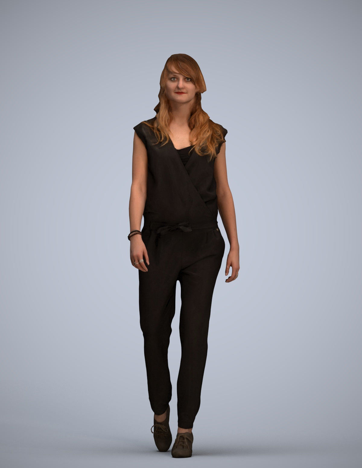 3D scanned woman walking casual, photorealistic archviz people for Enscape and SketchUp