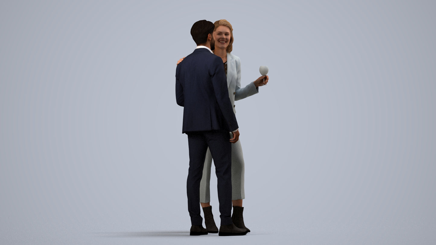 photogrammetry 3D woman business, realistic human model archviz FBX, side view render
