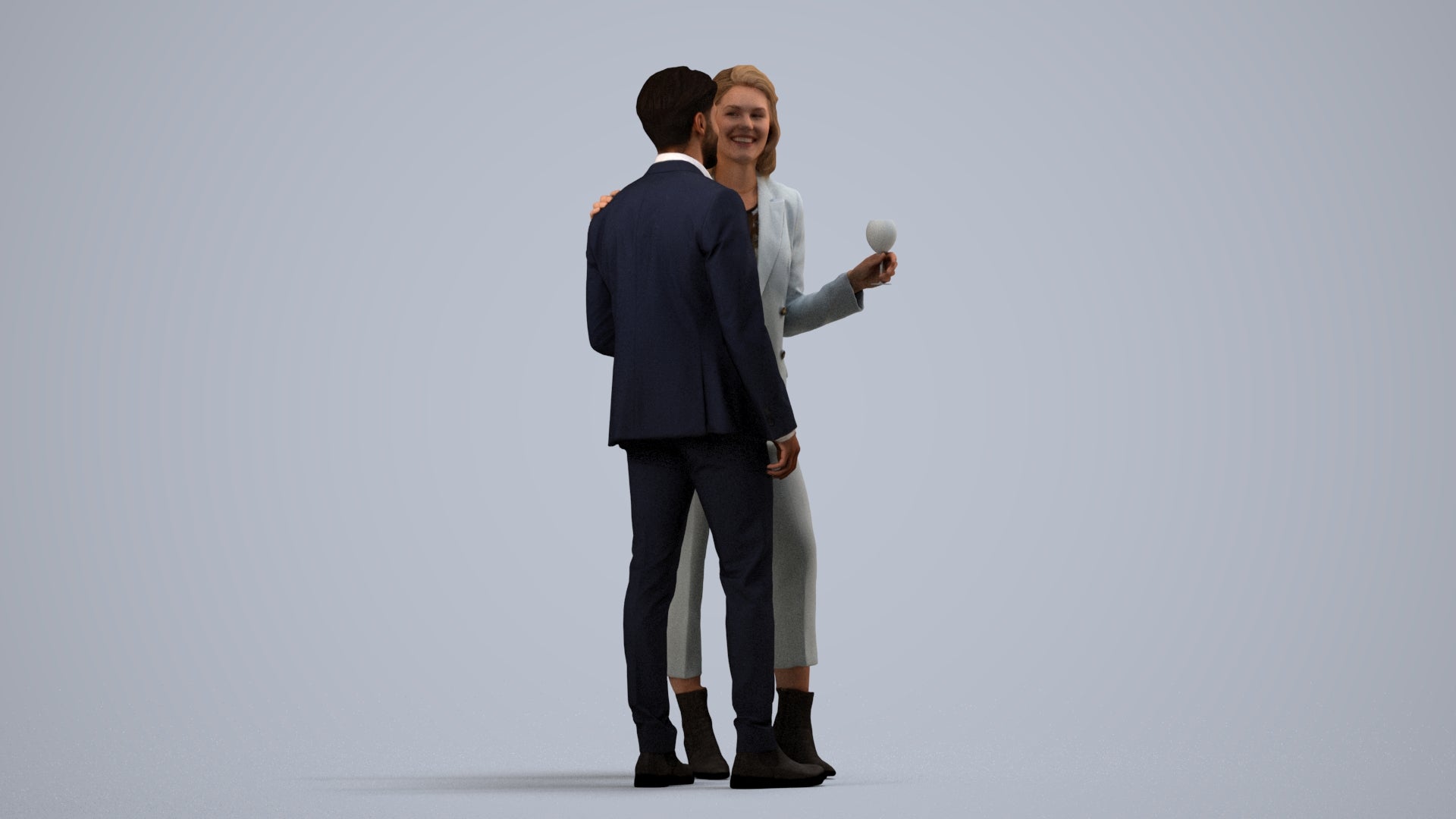 photogrammetry 3D woman business, realistic human model archviz FBX, side view render