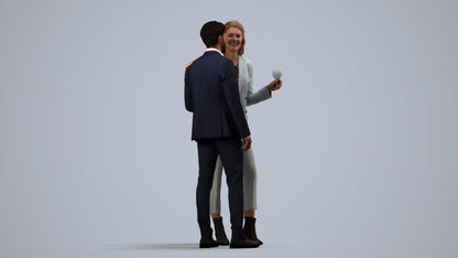 photogrammetry 3D woman business, realistic human model archviz FBX, side view render