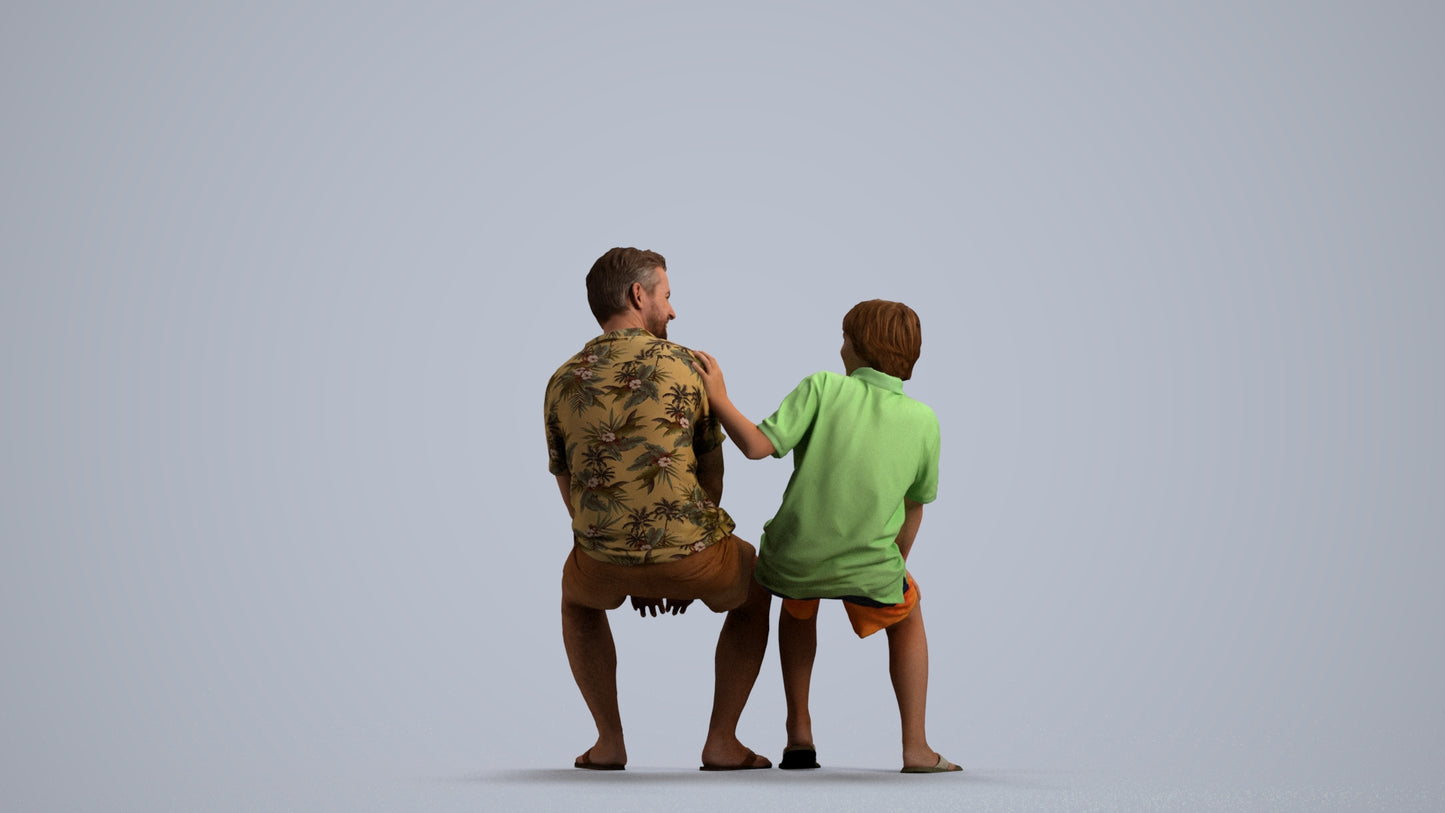 photogrammetry 3D boy kids, realistic human model archviz FBX, front view render
