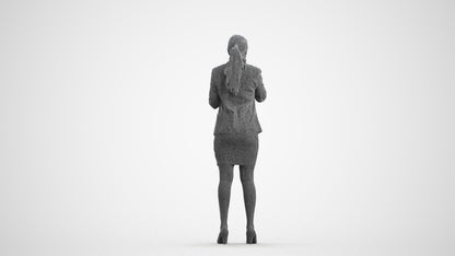realistic 3D human woman business, archviz people FBX OBJ for Blender, wireframe front view