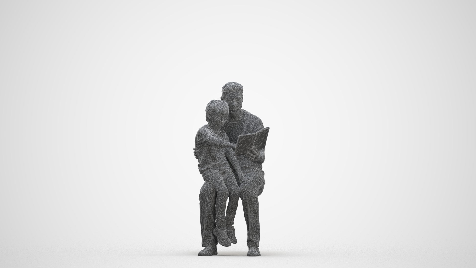 3D human model boy casual kids, photogrammetry scanned person for archviz, three-quarter front view render