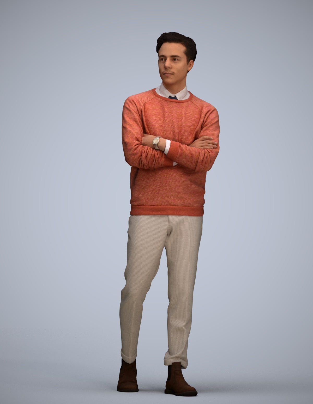 3D people model man casual walking, scanned human for 3ds Max rendering