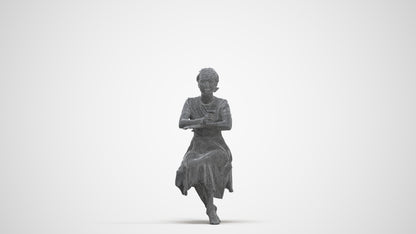 realistic 3D woman casual sitting, scanned archviz people for Blender and 3ds Max, three-quarter front view render