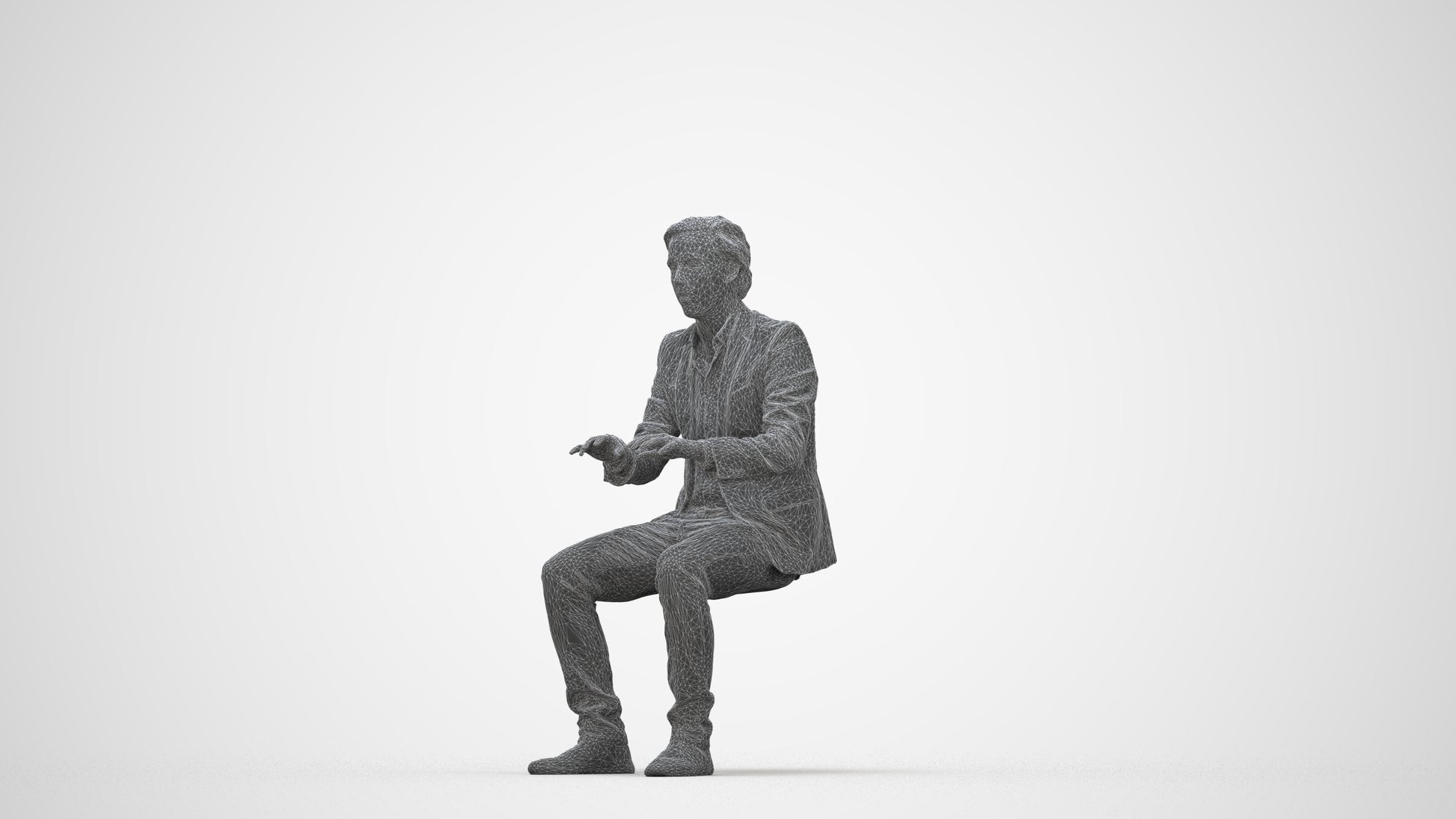 scanned 3D man business, photogrammetry people for Enscape and V-Ray, wireframe back view