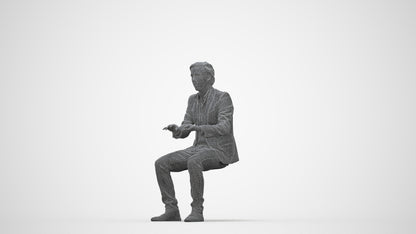 scanned 3D man business, photogrammetry people for Enscape and V-Ray, wireframe back view
