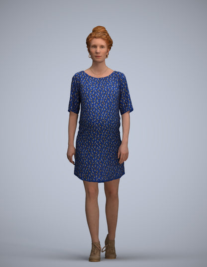 3D scanned woman walking casual, photorealistic archviz people for Enscape and SketchUp