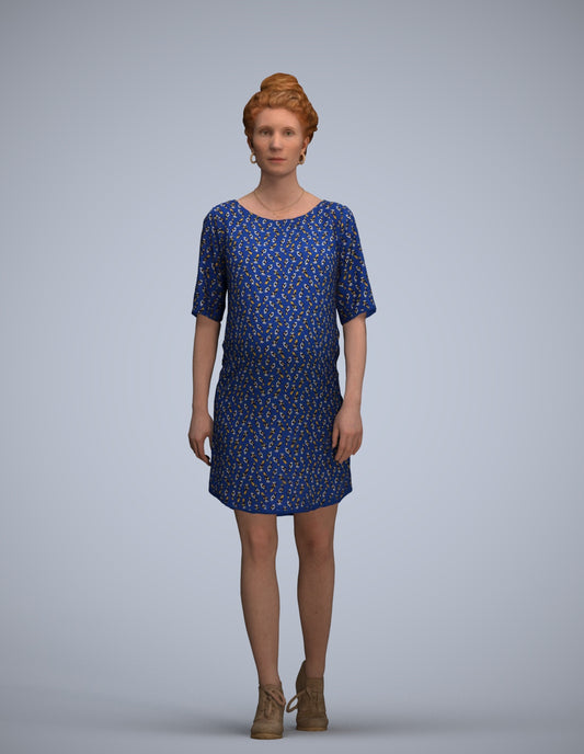 3D scanned woman walking casual, photorealistic archviz people for Enscape and SketchUp