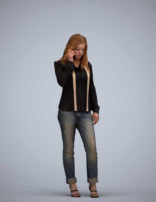 realistic 3D people woman casual walking, render-ready for V-Ray and Corona, FBX OBJ