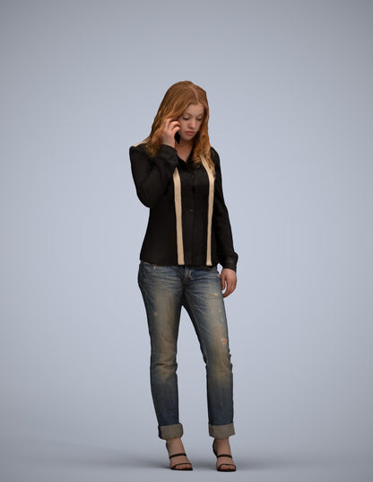 realistic 3D people woman casual walking, render-ready for V-Ray and Corona, FBX OBJ