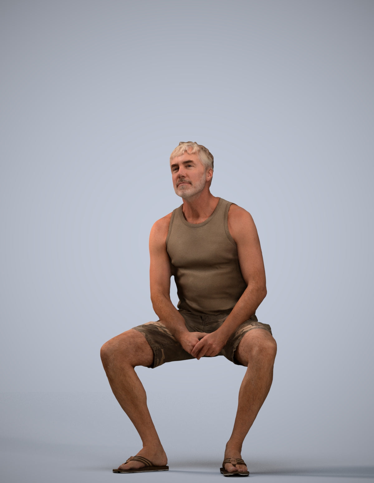 scanned 3D man casual sitting, photogrammetry people for Enscape and V-Ray