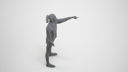 3D human model woman sport, photogrammetry scanned person for archviz, wireframe three-quarter view