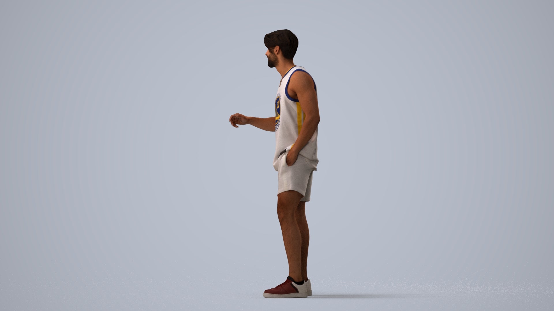 realistic 3D people man sport standing, render-ready for V-Ray and Corona, FBX OBJ, three-quarter view render