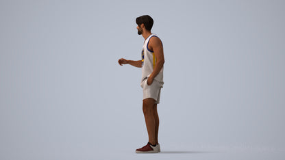 realistic 3D people man sport standing, render-ready for V-Ray and Corona, FBX OBJ, three-quarter view render
