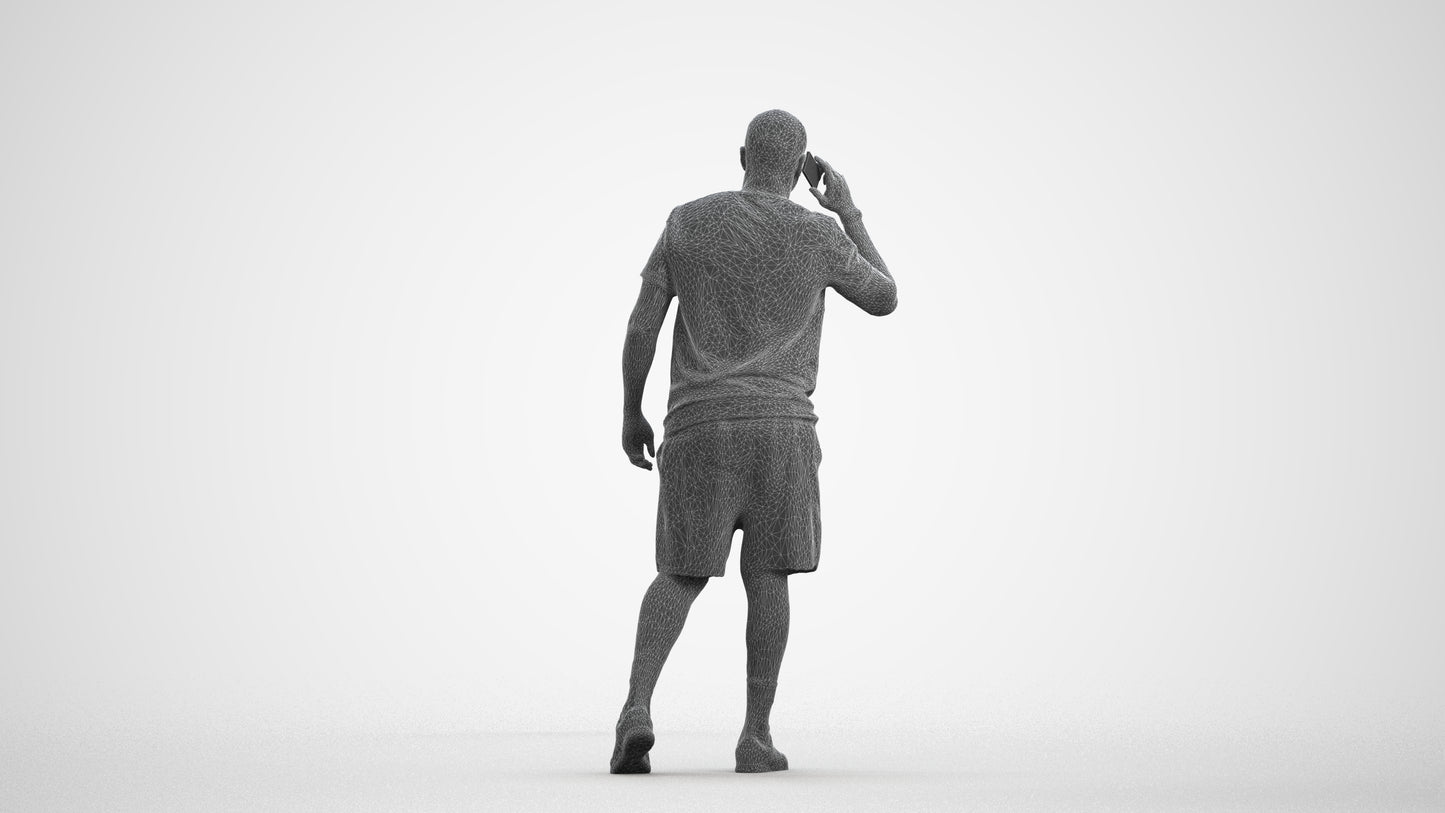 scanned 3D man sport, photogrammetry people for Enscape and V-Ray, wireframe front view