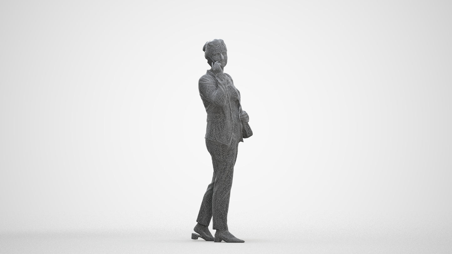 3D people model woman casual walking, scanned human for 3ds Max rendering, three-quarter front view render