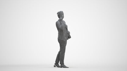 3D people model woman casual walking, scanned human for 3ds Max rendering, three-quarter front view render