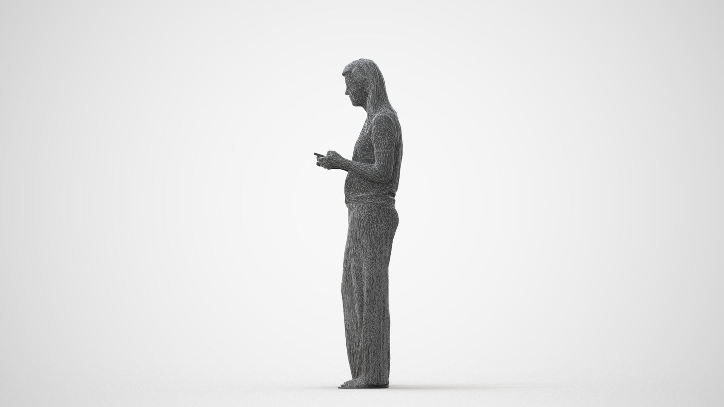 3D people model woman casual standing, scanned human for 3ds Max rendering, square thumbnail