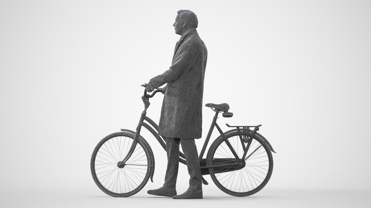 photogrammetry 3D man cycling, realistic human model archviz FBX, square thumbnail