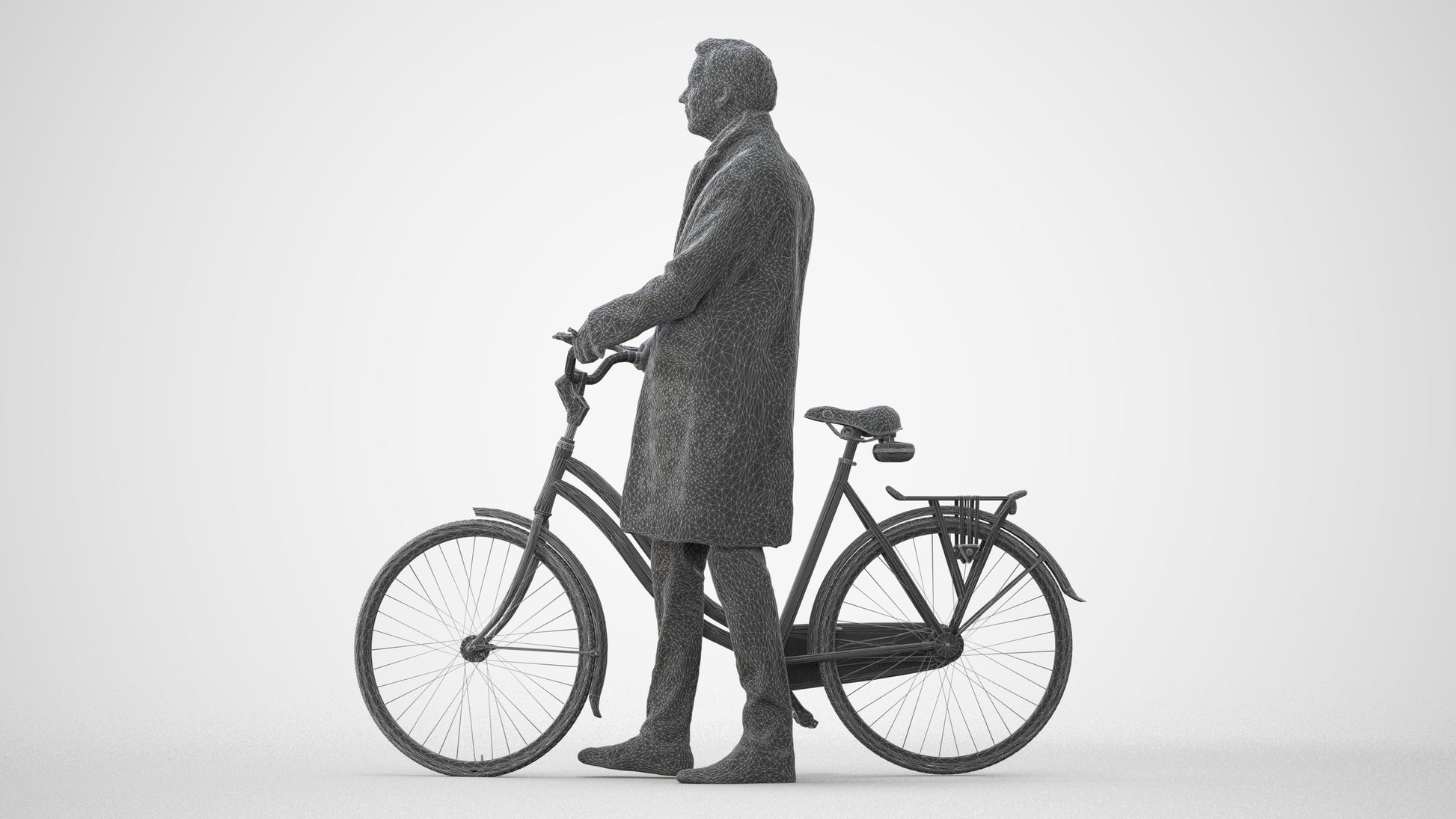 photogrammetry 3D man cycling, realistic human model archviz FBX, square thumbnail