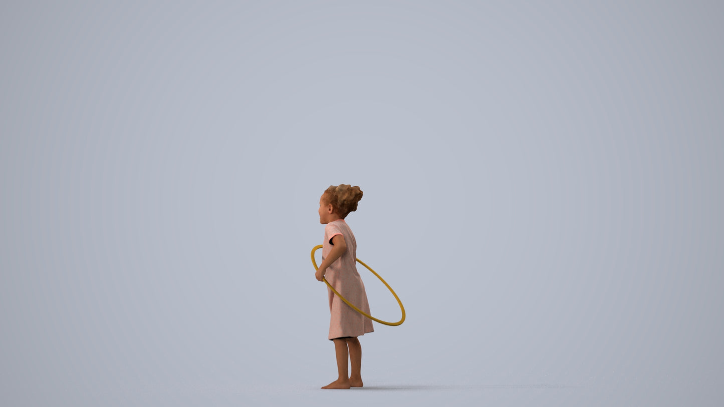 realistic 3D people girl casual kids, render-ready for V-Ray and Corona, FBX OBJ, three-quarter view render