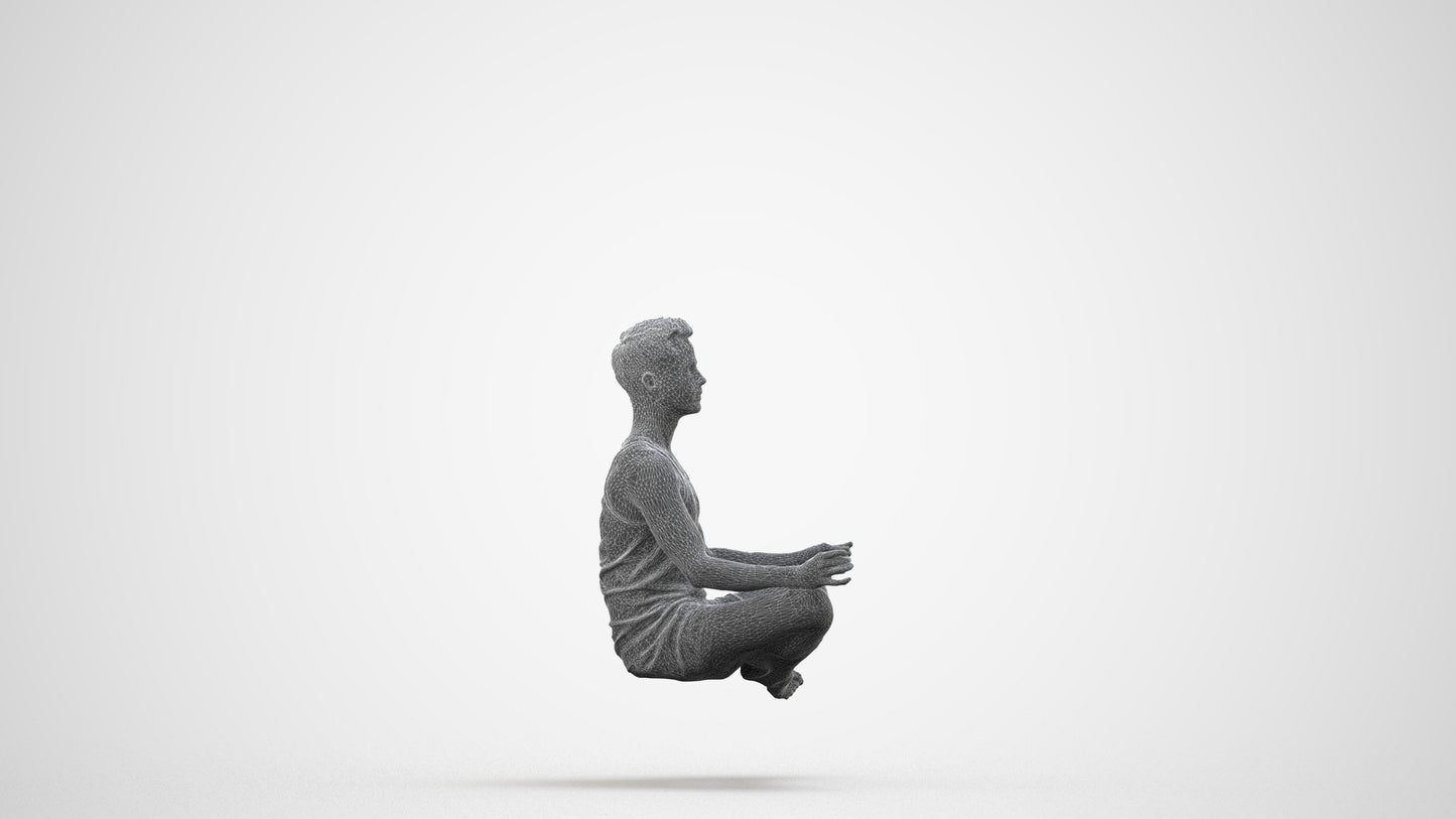 realistic 3D man sport, scanned archviz people for Blender and 3ds Max, wireframe side view