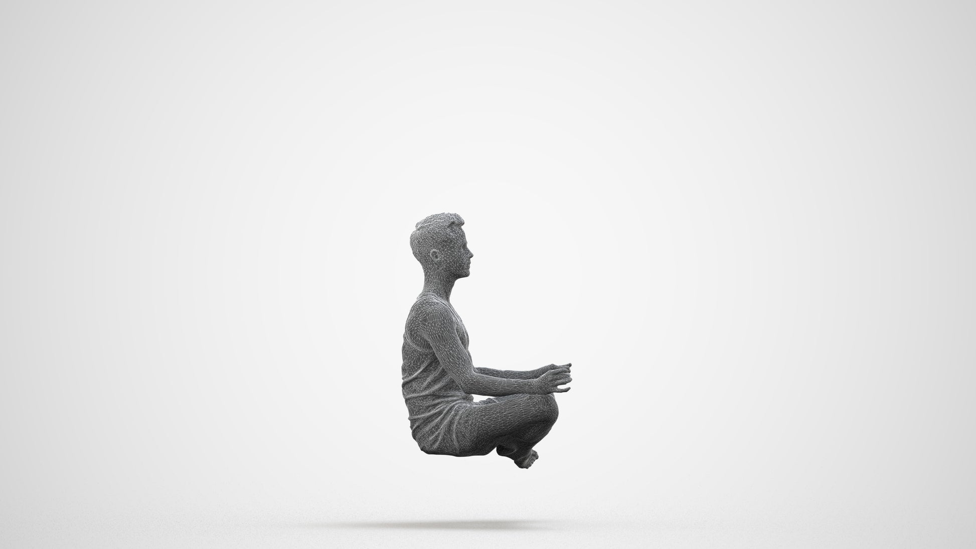 realistic 3D man sport, scanned archviz people for Blender and 3ds Max, wireframe side view