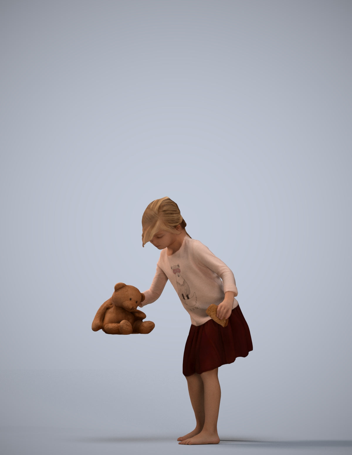realistic 3D human girl kids, archviz people FBX OBJ for Blender