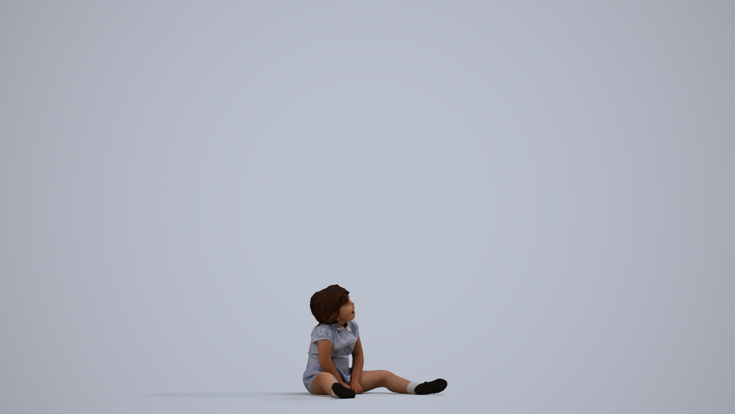 realistic 3D girl kids, scanned archviz people for Blender and 3ds Max, side view render